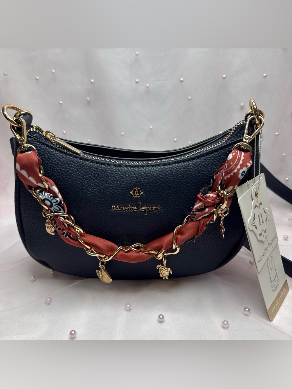 Nanettte Lepore Rosario-Charms Crossbody: Navy-Natucket Red- American Charms ✨